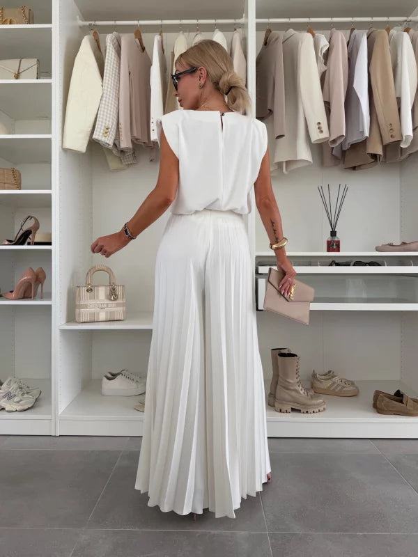 Lenia | Elegantes ärmelloses Top & Wide-Leg-Hosen Set