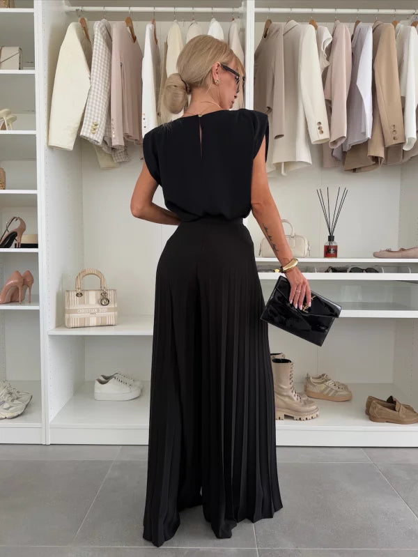 Lenia | Elegantes ärmelloses Top & Wide-Leg-Hosen Set