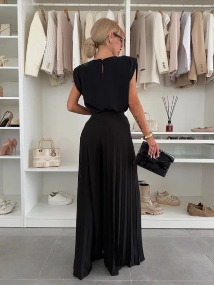 Lenia | Elegantes ärmelloses Top & Wide-Leg-Hosen Set