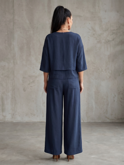 Clara | Elegantes Set mit Lagen-Oberteil und Wide-Leg-Hose