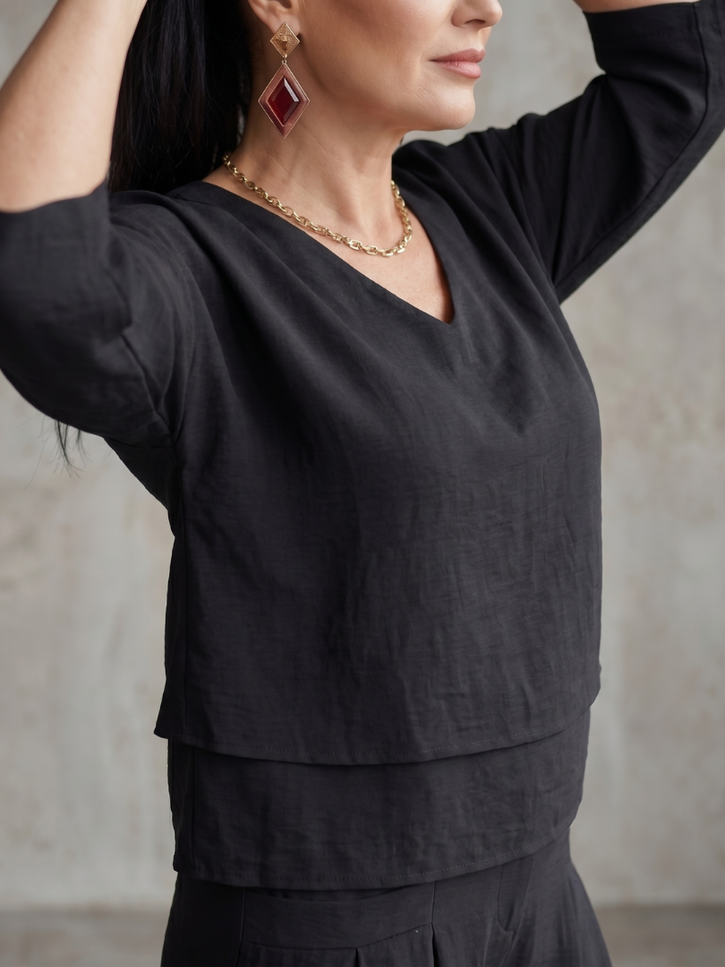 Clara | Elegantes Set mit Lagen-Oberteil und Wide-Leg-Hose