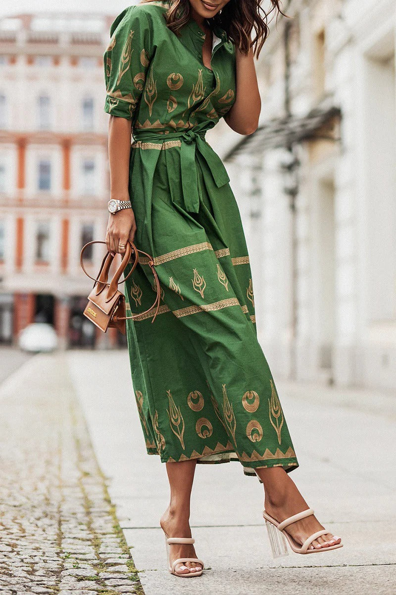 Brunhilde | Elegantes Midi-Kleid mit geometrischem Muster