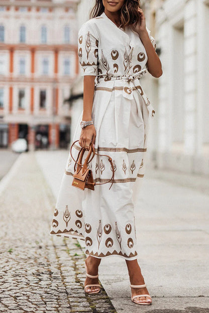 Brunhilde | Elegantes Midi-Kleid mit geometrischem Muster