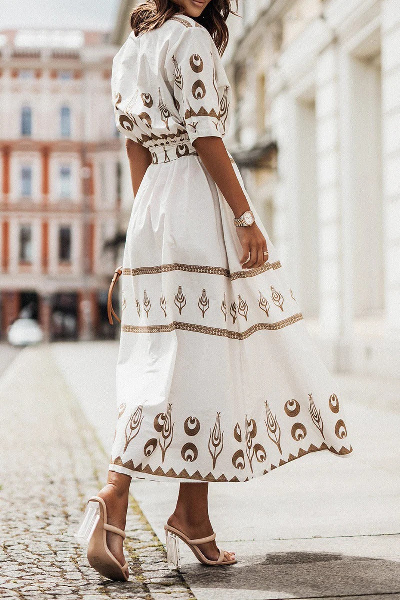 Brunhilde | Elegantes Midi-Kleid mit geometrischem Muster