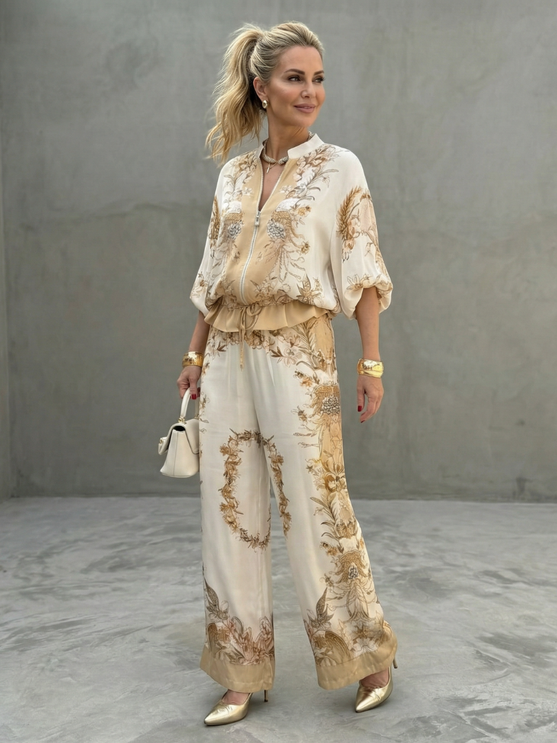 Frieda | Elegantes zweiteiliges Set mit Blousonärmeln