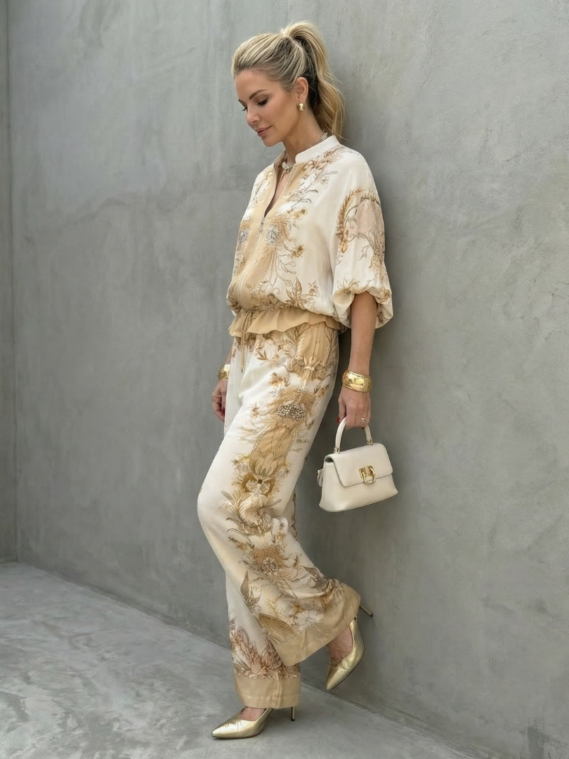 Frieda | Elegantes zweiteiliges Set mit Blousonärmeln