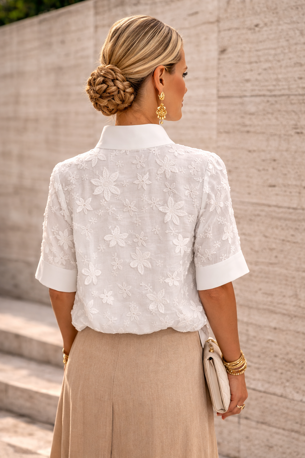 Elise | Elegante Hochkragen Bluse