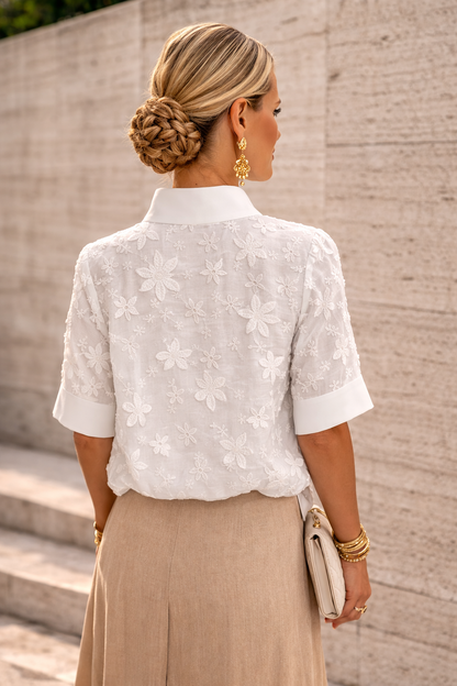Elise | Elegante Hochkragen Bluse