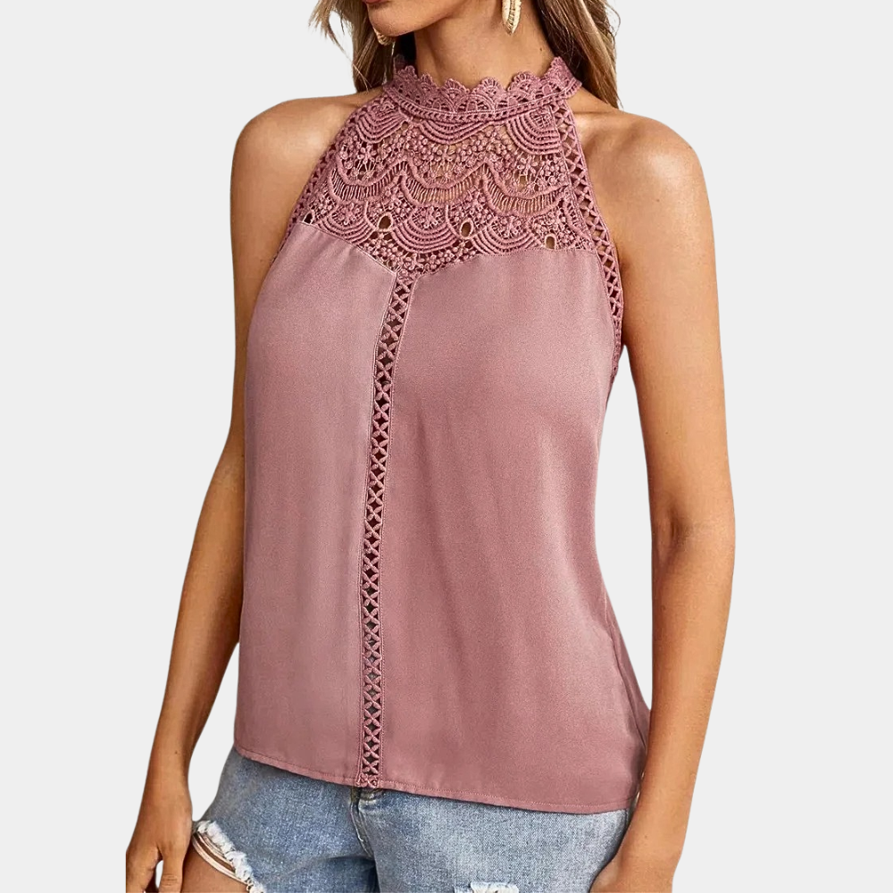 Melanie | Elegantes Spitzenoberteil mit Neckholder-Ausschnitt