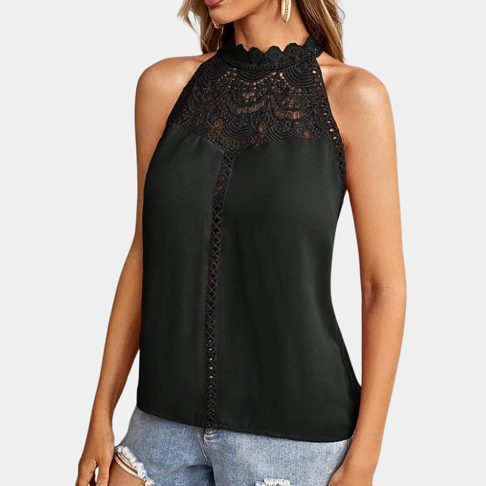 Melanie | Elegantes Spitzenoberteil mit Neckholder-Ausschnitt