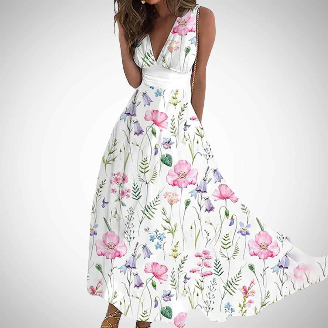 Angelika | Elegantes florales Maxikleid mit femininer Silhouette