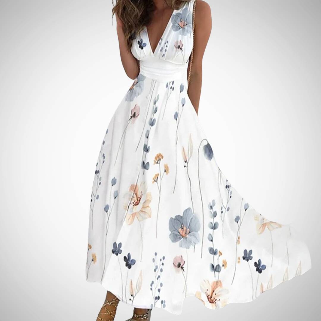 Angelika | Elegantes florales Maxikleid mit femininer Silhouette