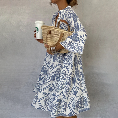 Adelheid | Fließendes Boho-Minikleid mit langen Ärmeln