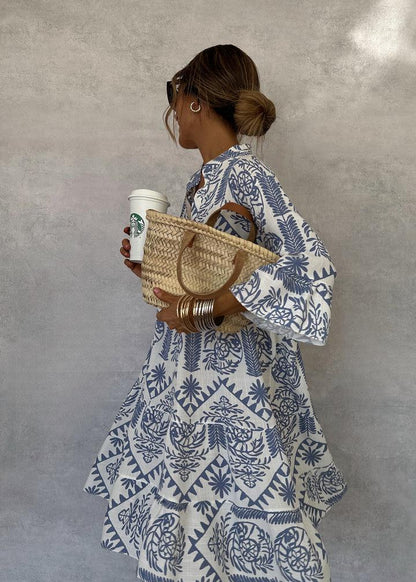 Adelheid | Fließendes Boho-Minikleid mit langen Ärmeln