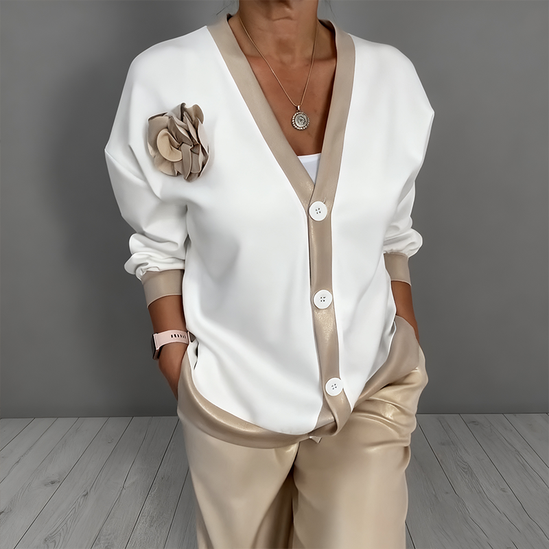 Lea | Elegantes Cardigan-Set mit floralen Akzenten
