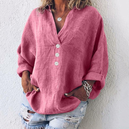 Ella | Elegante und komfortable Oversize-Bluse mit V-Ausschnitt