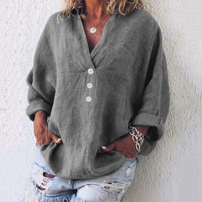 Ella | Elegante und komfortable Oversize-Bluse mit V-Ausschnitt