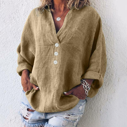 Ella | Elegante und komfortable Oversize-Bluse mit V-Ausschnitt