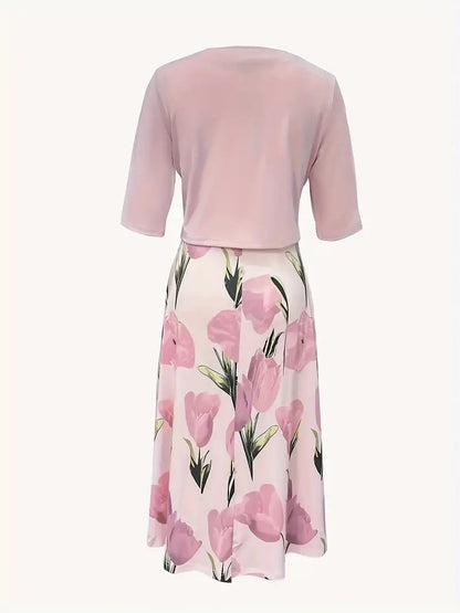 Isabel | Elegantes Maxikleid-Set mit floralem Print und passender Jacke