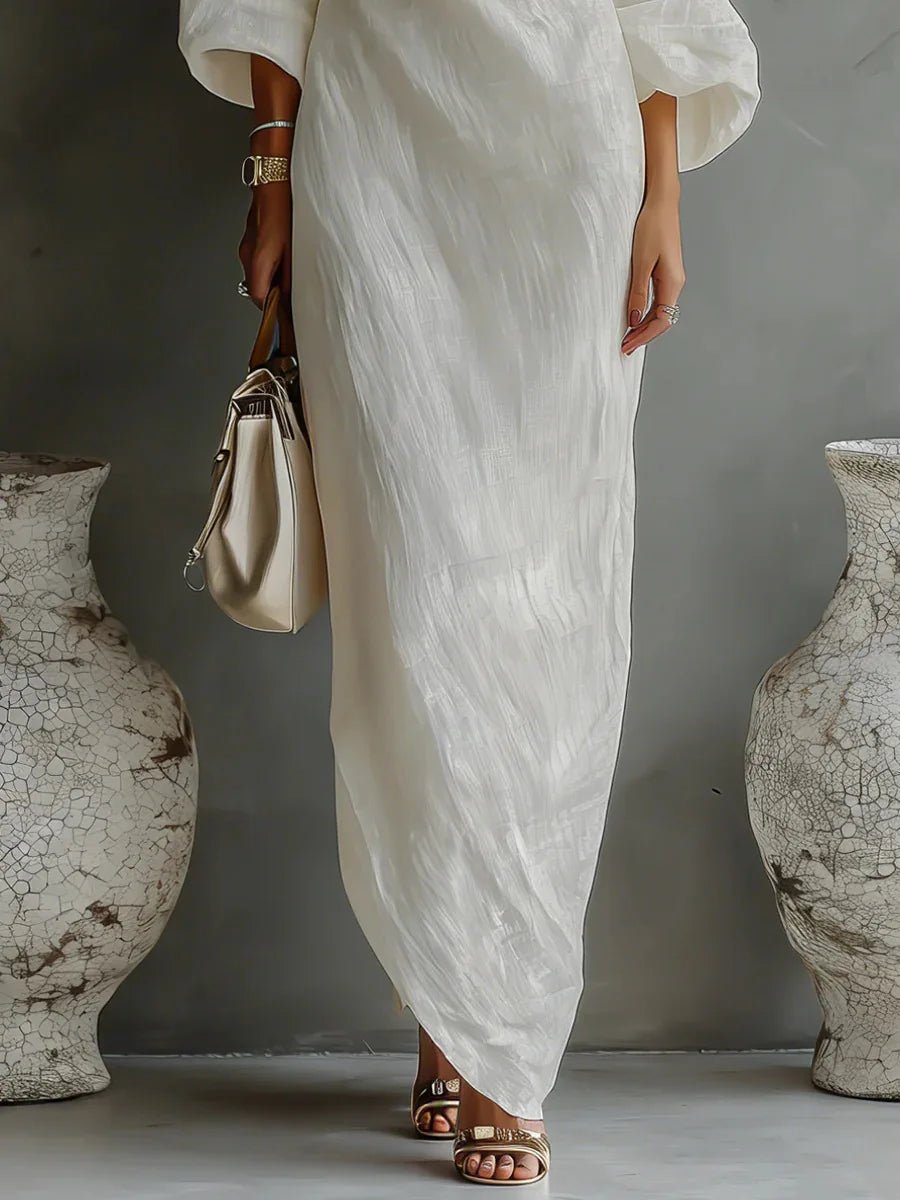 Mathilda | Elegantes One-Shoulder Leinen-Maxikleid