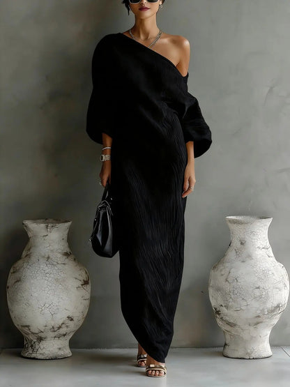 Mathilda | Elegantes One-Shoulder Leinen-Maxikleid
