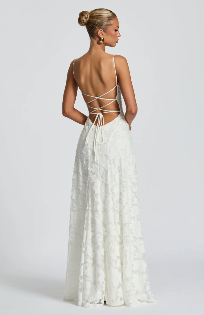 Leah | Elegantes und trendiges Maxikleid mit Spitzendetails