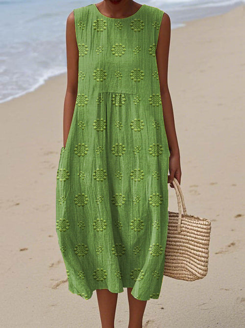 Isla | Leichtes Sommer-Midikleid mit Stickerei und Taschen