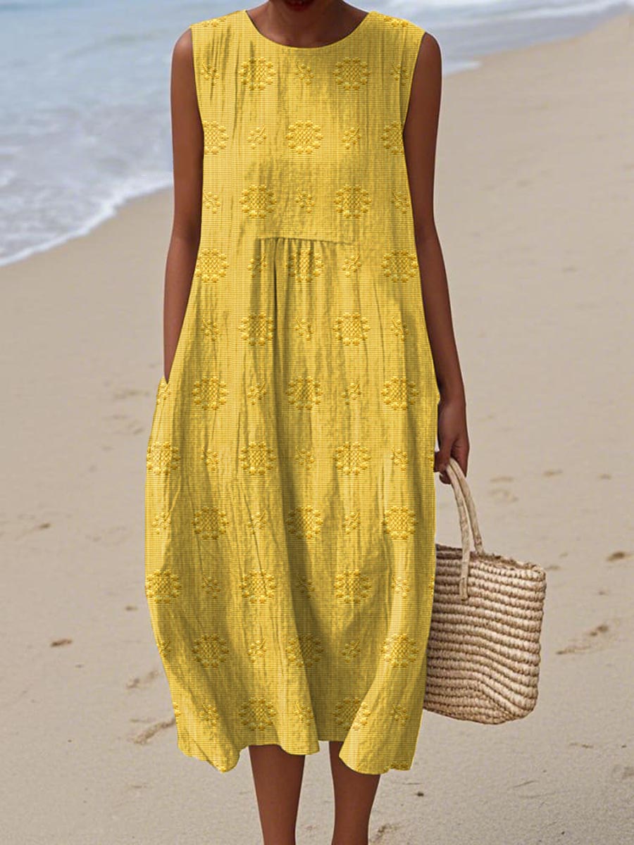 Isla | Leichtes Sommer-Midikleid mit Stickerei und Taschen