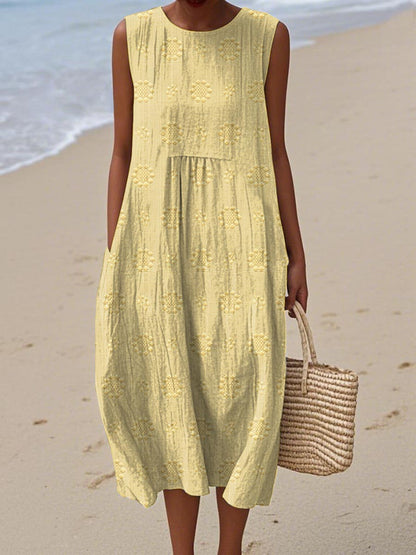Isla | Leichtes Sommer-Midikleid mit Stickerei und Taschen