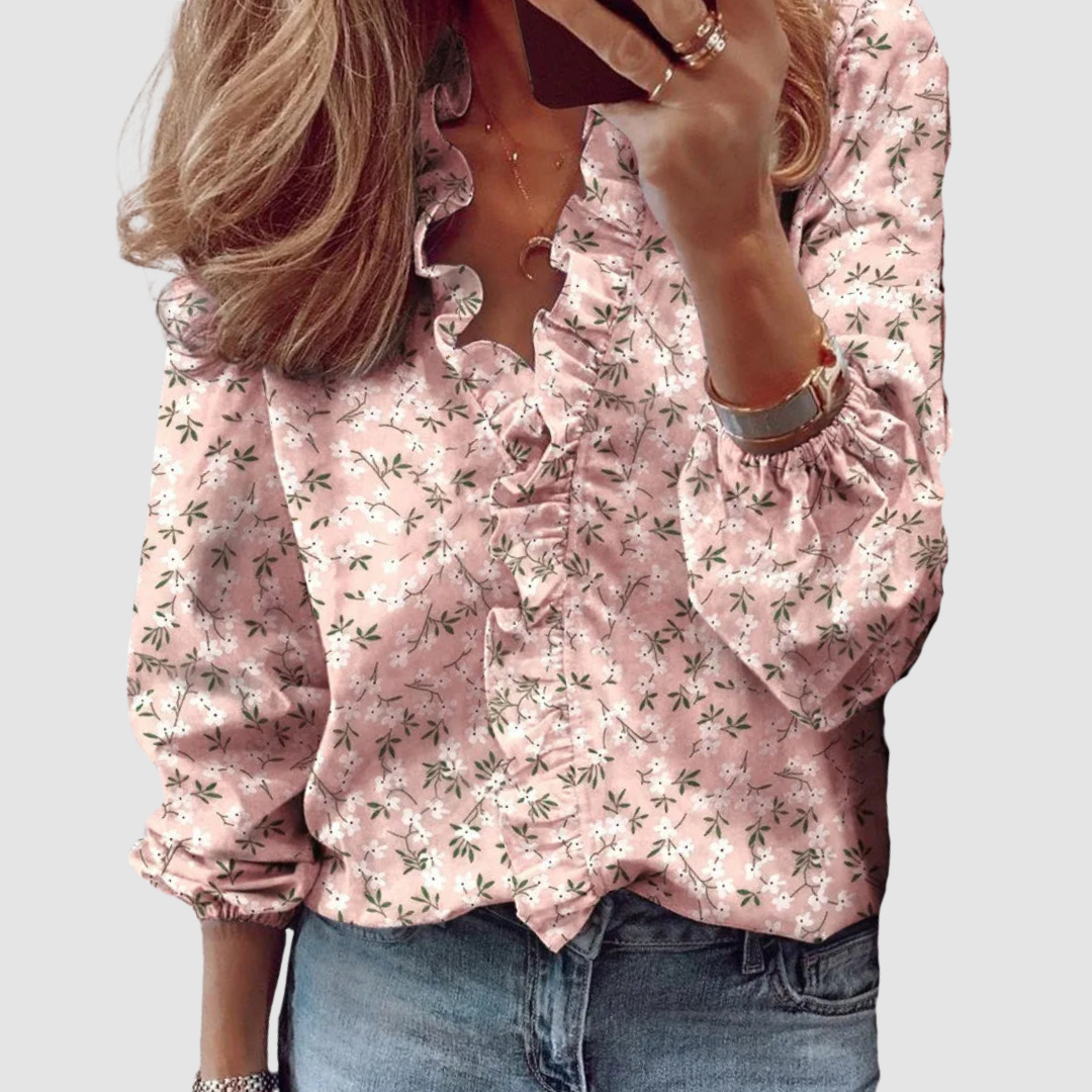 Lotta | Elegante Rüschenbluse mit romantischem Blumenmuster