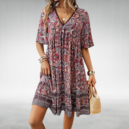 Frieda | Charmantes und fließendes Kurzarm-Boho-Minikleid