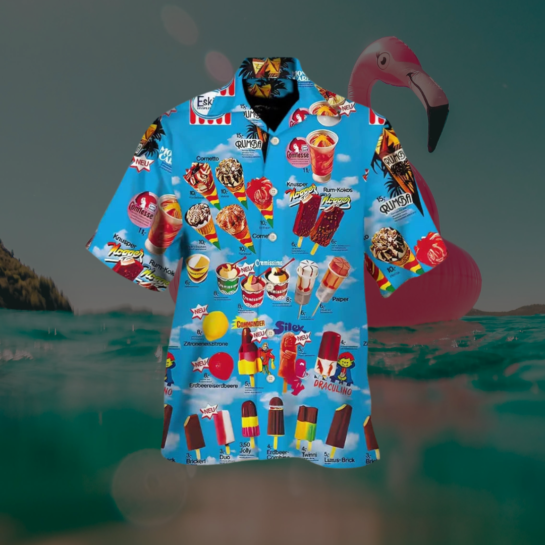 Luca | Lustiges Eisprint Herren Sommer Hemd