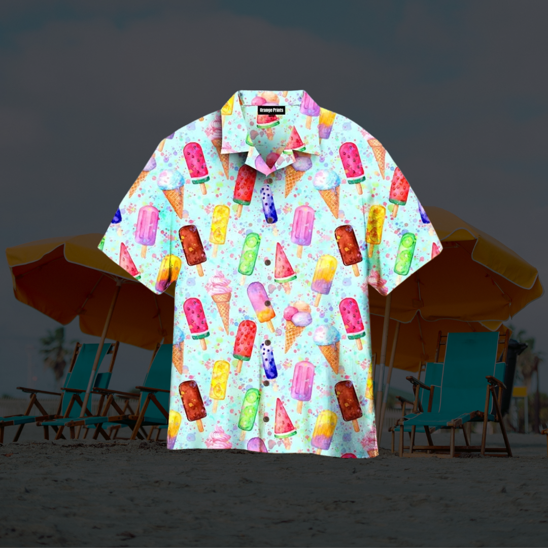 Luca | Lustiges Eisprint Herren Sommer Hemd