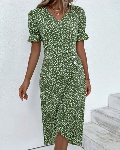 Charlotte | Midi-Wickelkleid mit Blumenmuster und V-Ausschnitt