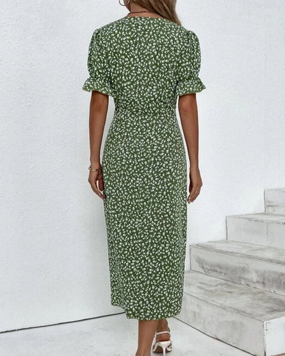Charlotte | Midi-Wickelkleid mit Blumenmuster und V-Ausschnitt