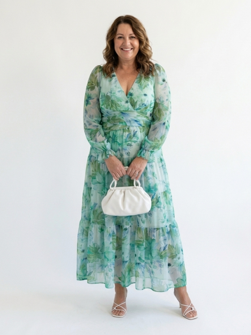 Christine | Leichtes Maxikleid mit Blumenmuster und V-Ausschnitt