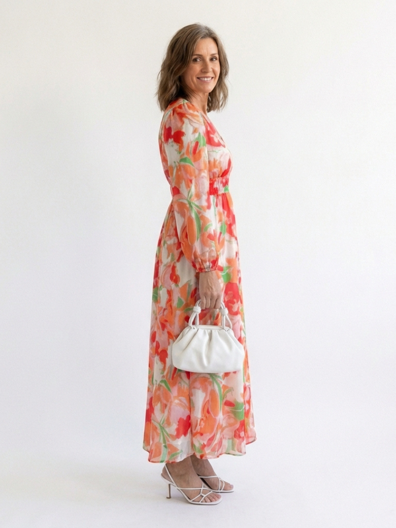 Christine | Leichtes Maxikleid mit Blumenmuster und V-Ausschnitt