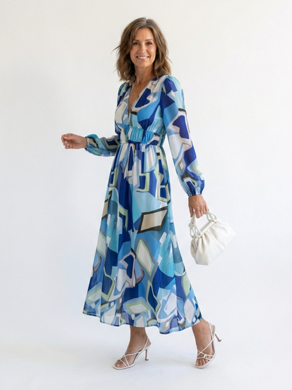 Christine | Leichtes Maxikleid mit Blumenmuster und V-Ausschnitt