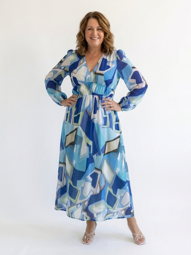 Christine | Leichtes Maxikleid mit Blumenmuster und V-Ausschnitt