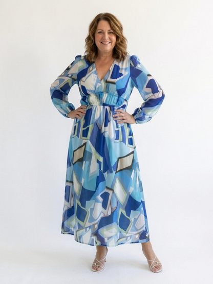 Christine | Leichtes Maxikleid mit Blumenmuster und V-Ausschnitt