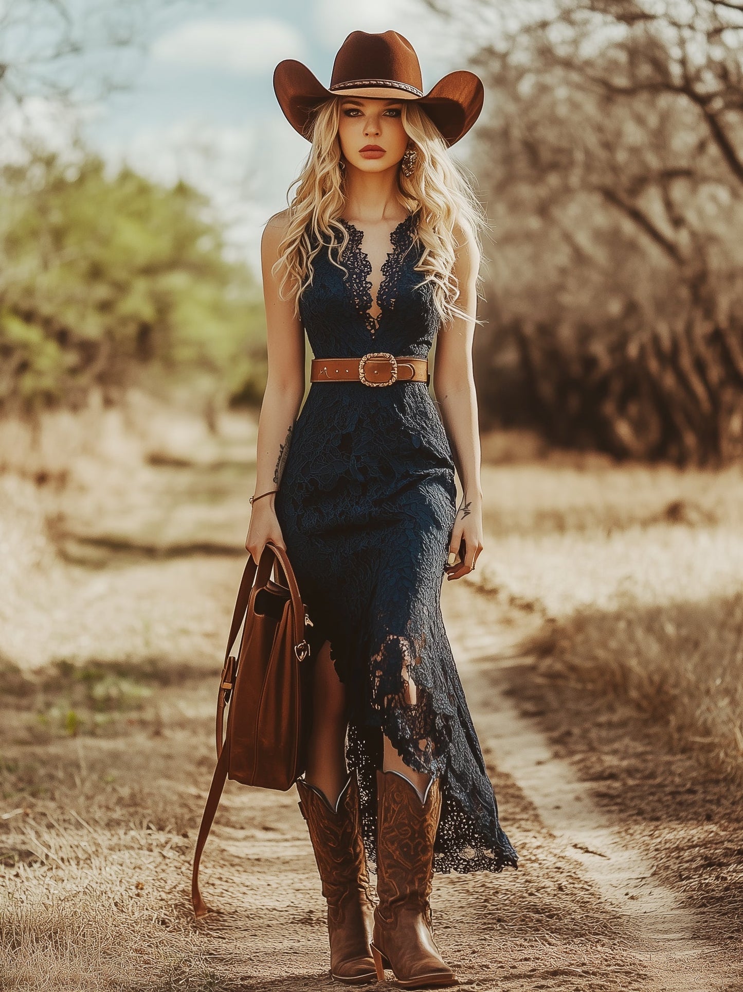 Daria | Elegantes V-Ausschnitt Midi-Kleid mit Spitze für festliche Anlässe