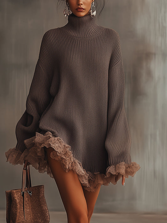 Leni | Kuscheliges Strickkleid mit Rüschensaum