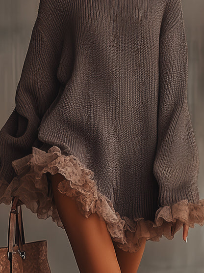 Leni | Kuscheliges Strickkleid mit Rüschensaum