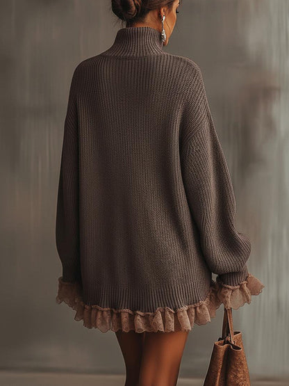 Leni | Kuscheliges Strickkleid mit Rüschensaum