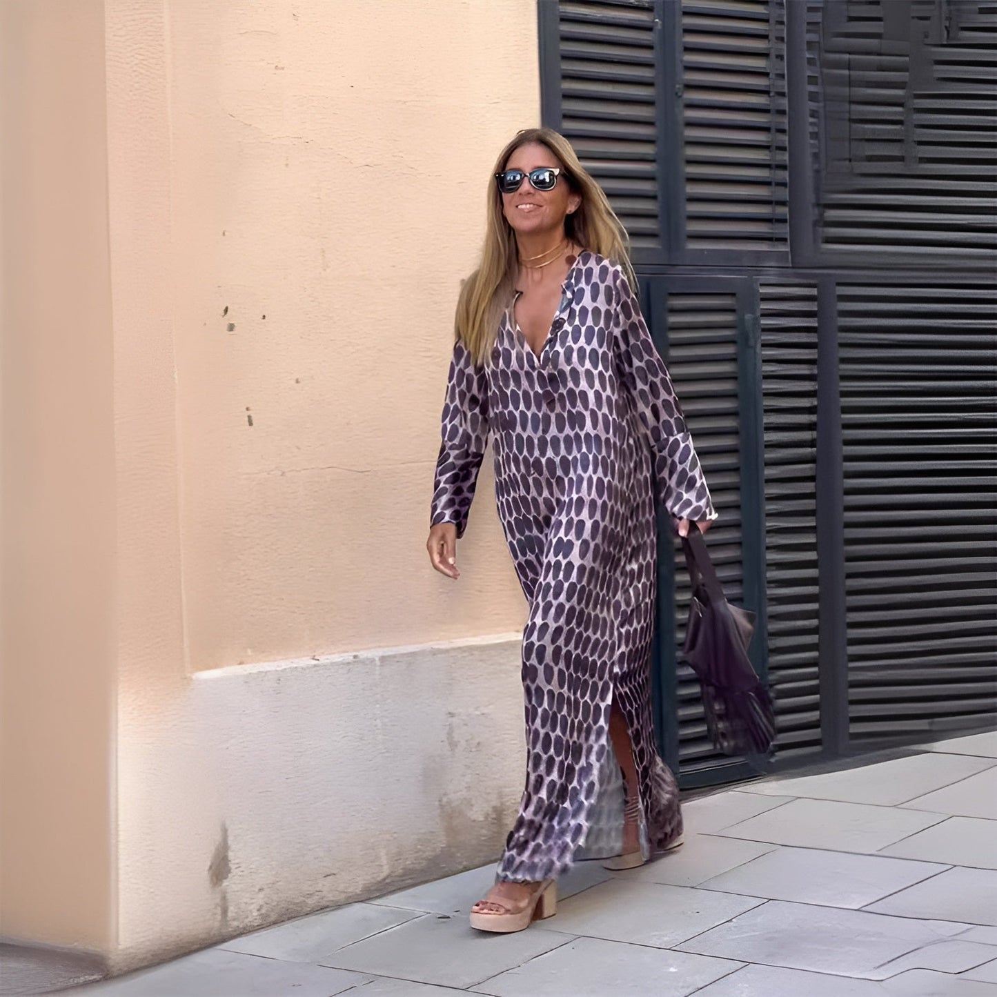 Lia | Elegantes und fließendes langärmliges Maxi-Boho-Kleid