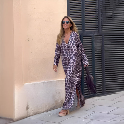 Lia | Elegantes und fließendes langärmliges Maxi-Boho-Kleid