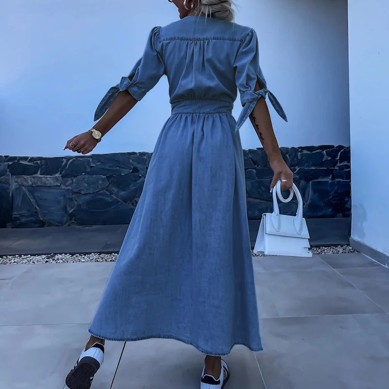 Aurelis™ | Maxikleid mit Schlitz und Knopfleiste