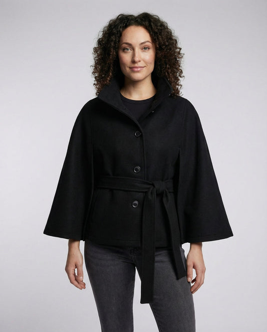 Maria | Elegante Woll-Wickeljacke mit markantem Stehkragen