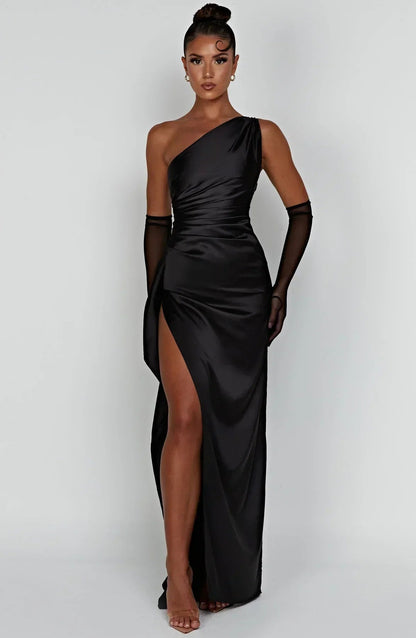 Fiona | Elegantes One-Shoulder Maxikleid mit edler Raffung