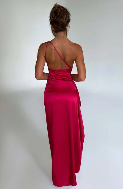 Fiona | Elegantes One-Shoulder Maxikleid mit edler Raffung